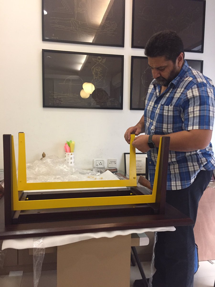ShanooBhatia's tweet photo. #Unison centre table being put together by @growlgary for our brand @AmazngFnA #SimpleIsDifficult #LiveWithDesign #ColouriseYourSpace https://t.co/tI33EUzJ7S