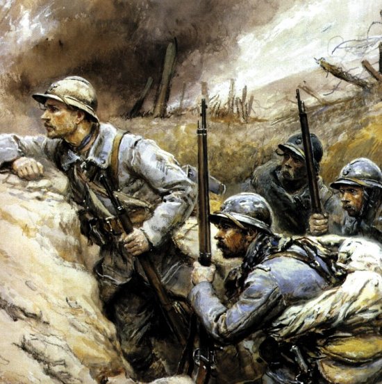Figaro_Histoire's tweet photo. #CeJourLa en 1916, le feu de 1200 canons allemands s'abat sur les Français sur la rive droite de la Meuse. La bataille de Verdun a commencé. https://t.co/fBz2YEMLkt
