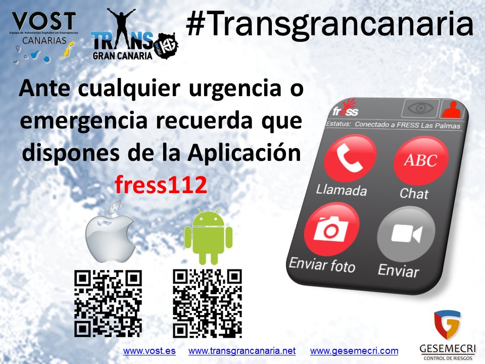 VOSTcanarias's tweet photo. Si quieres disfrutar de la #Transgrancanaria, lleva el 📞 con la App @FRESS112 y muévete seguro.
Escanea QR o link ➡ https://t.co/6T0hA8OvlX https://t.co/LuM3C196Yx
