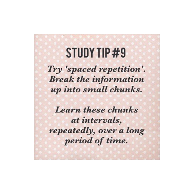 DiverseLearn's tweet photo. 📚Study Tip #9: Space.it.out! Break up info into small chunks &amp; review them over a long period of time.📝🤓 #tuesdaystip https://t.co/a2vGraYL0P
