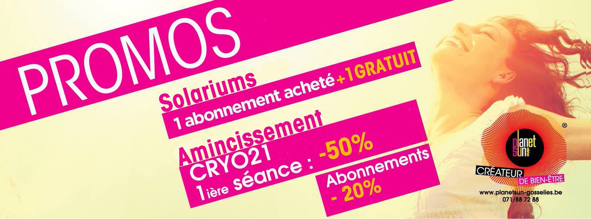 Du lundi 27/2 au 12/3 inclus : PROMOS ! Abonnements Sola X2 !Cryo 21 : séance d'essai -50% et -20% sur les abo. 071887288