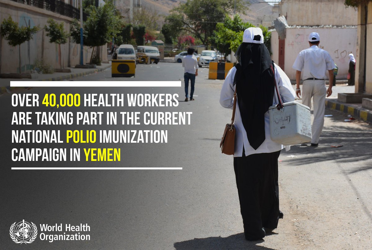 More than 40 000 health workers are taking part in the 3-day national polio immunization campaign in #Yemen. #VaccinesWork