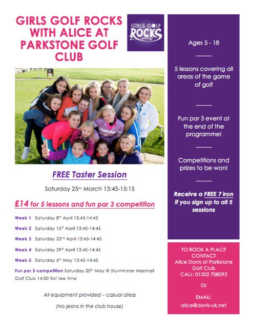 Girls - Book now 5 lessons &amp; fun competition only £14 @girlsgolfrocks1 <a href="/Dorset_golf/">Dorset Golf</a> @Getintogolf @active_dorset @ClubParkstone