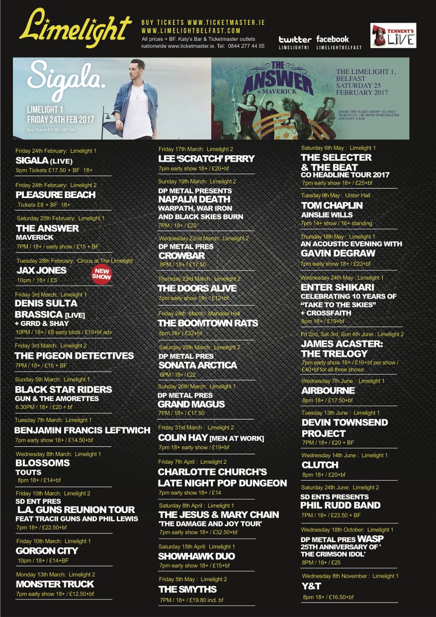 .<a href="/LimelightNI/">Limelight Belfast</a> listings competition!
RT, FOLLOW US + reply with which gig you'd love to go to &amp; you could WIN a pair of tickets! Drawn on Fri