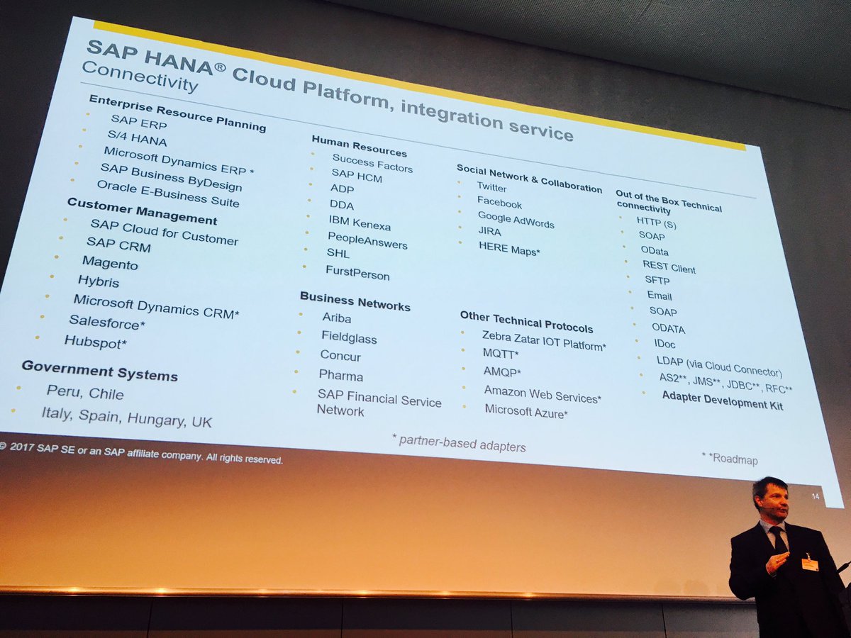 gangadharansind's tweet image. Rich set of connectivity options on SAP Hana Cloud Platform Integration #dsagtt17 , #saphcp