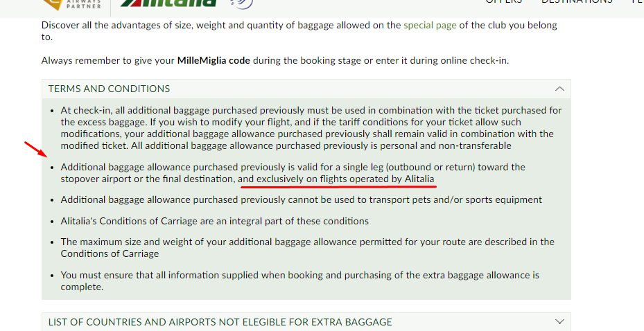 alitalia airlines baggage allowance