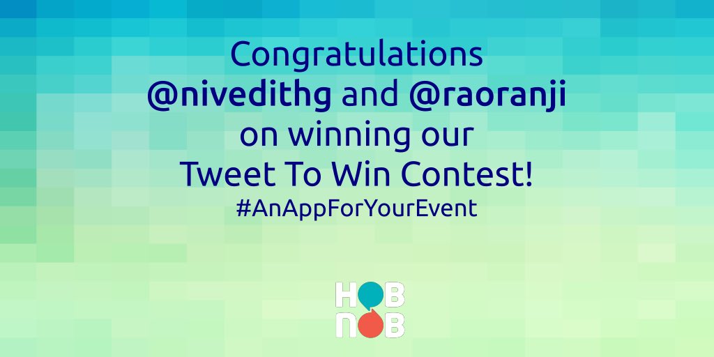 Hobnobspace's tweet photo. Congratulations @nivedithg & @raoranji ! #AnAppForYourEvent #Hobnob #GIIMS17 #Contest #EventTech #EventApp #Awards2017 #CorporateEvents https://t.co/1rZgQeUVzB