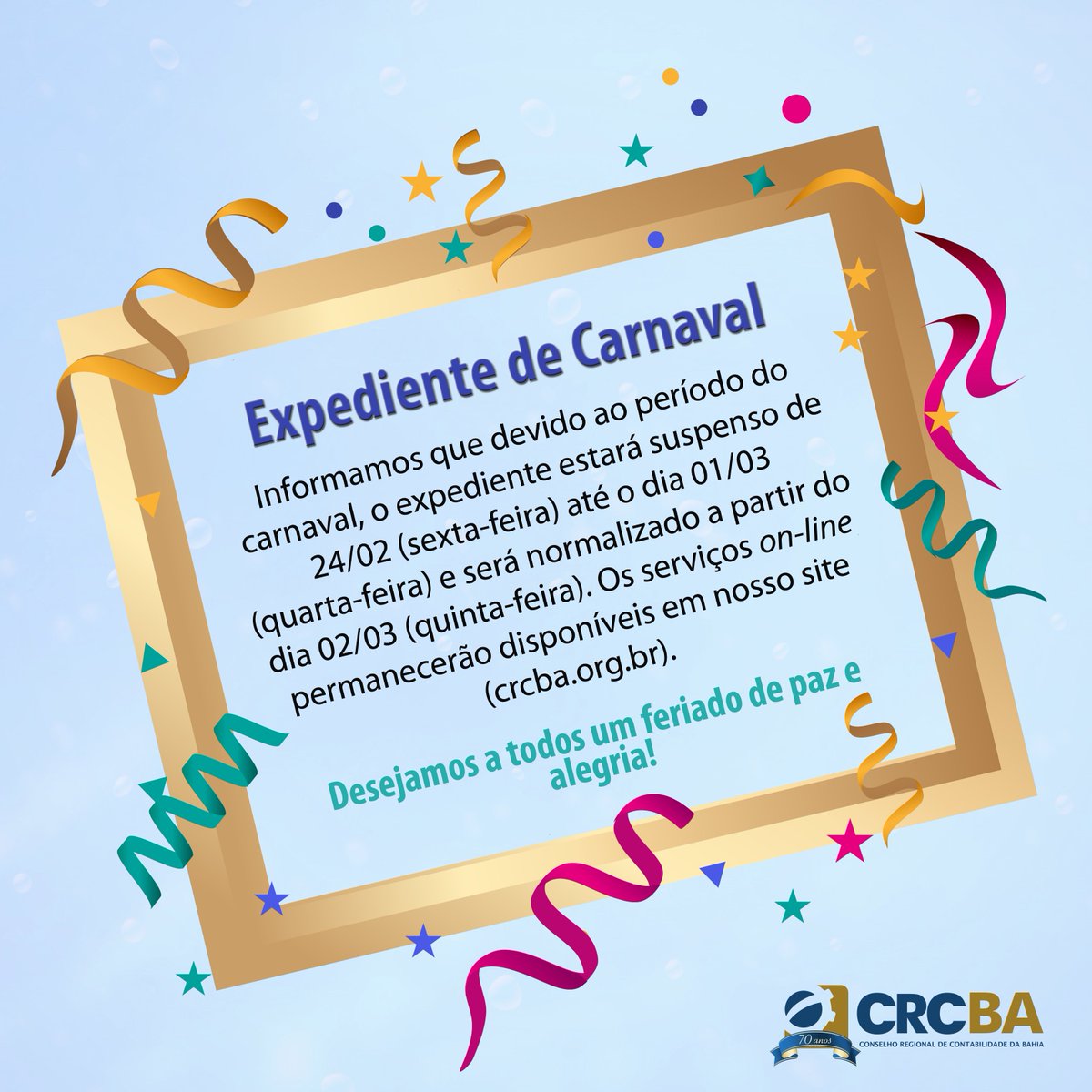 crcbahia's tweet photo. #Carnaval #CRCBA #CFC #CRC #Contabilidade #Bahia #Contabilistas https://t.co/Qma2AcvL2f