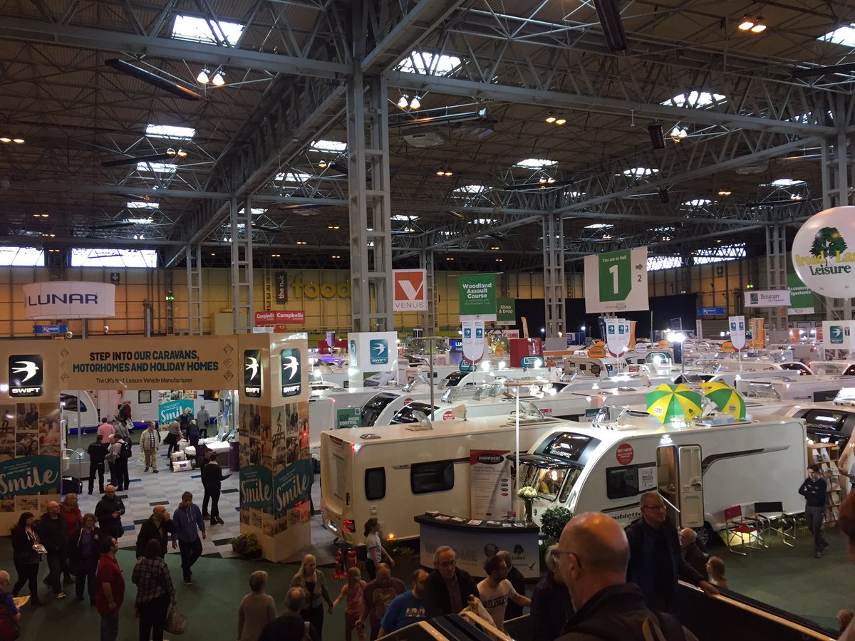 swiftgroup's tweet photo. It's a busy first day at the @CaravanCampShow! Pop and see us on stands 1300, 3040 and 4350 #Getreadyfor2017 #Whenisyourholiday https://t.co/jdq13uIWJd