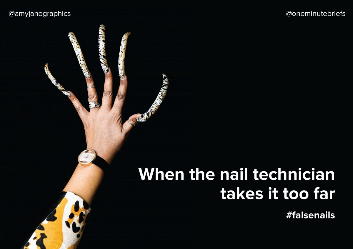 amyjanegraphics's tweet photo. @OneMinuteBriefs When the nail technician takes it too far #advertising #falsenails  #creative https://t.co/bYnAkDK05f