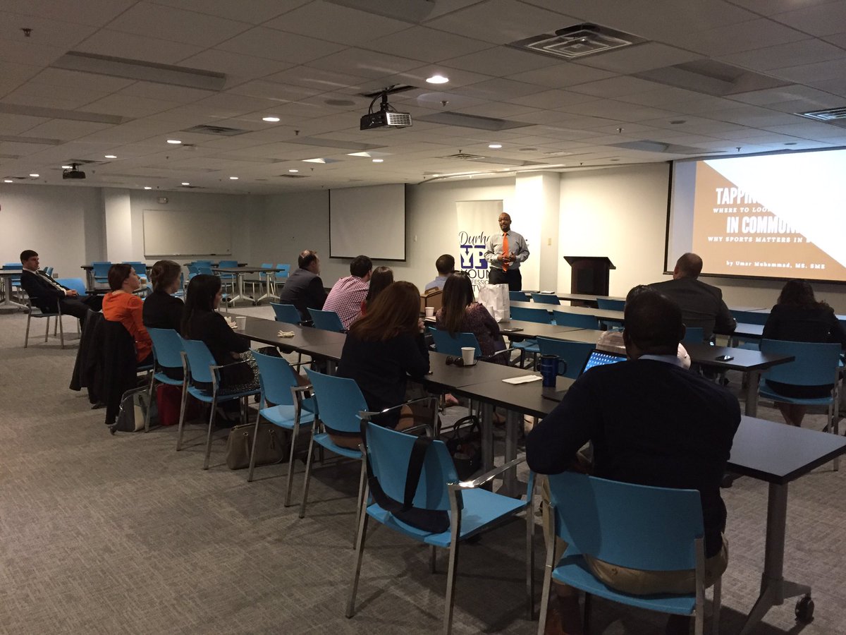 DurhamYPN's tweet photo. Excited to hear from Umar Muhammad with USports Consulting applying sports strategies to small business @DurhamChamber @RTPfrontier https://t.co/aF4MoUBReK