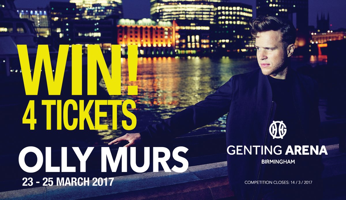 WhatsOnBrum's tweet photo. #WIN! 🎶
4 TICKETS to see Olly Murs - @ollyofficial - at @GentingArena #Birmingham 23-25 Mar. Simply RT for 14/3 to enter! https://t.co/tzfSOg9Wnp