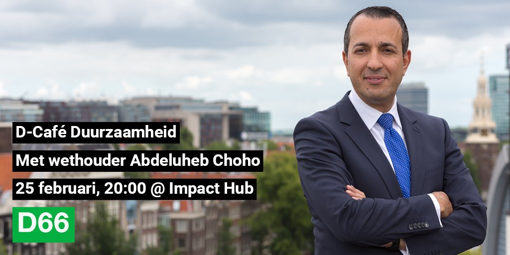 Praat donderdag met wethouder @AbdeluhebChoho over #AmsterdamAardgasvrij tijdens #dcafe #duurzaamheid <a href="/D66Amsterdam/">D66 Amsterdam</a> facebook.com/events/2682660…