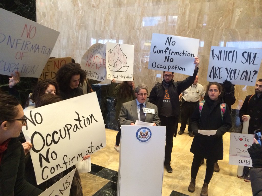 giligetz's tweet photo. Happening now! #JewishResistance outside Friedmans office: NO annexation NO settlements. NO occupation. #NOFRIEDMAN https://t.co/a6R5GV3jw5