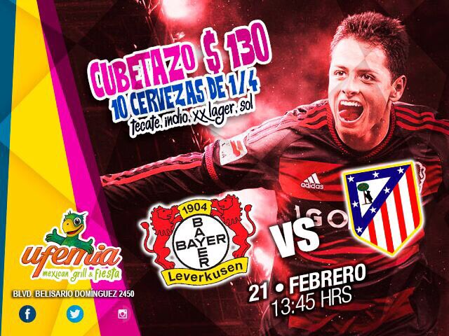 Ufemia_Bar's tweet photo. Hoy hay #championsleague y además juega #chicharito... ¡los esperemos con las chelas bien frías en #UfemiaGrill! https://t.co/eoddjY8q5o
