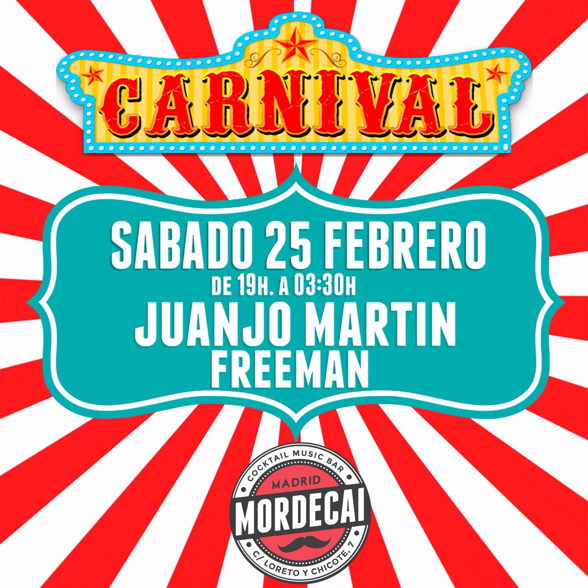 Ya tienes plan para este sábado #Carnavales @mordecaimadrid <a href="/juanjomartin/">juanjomartin</a> #Madrid #malasaña #granvia