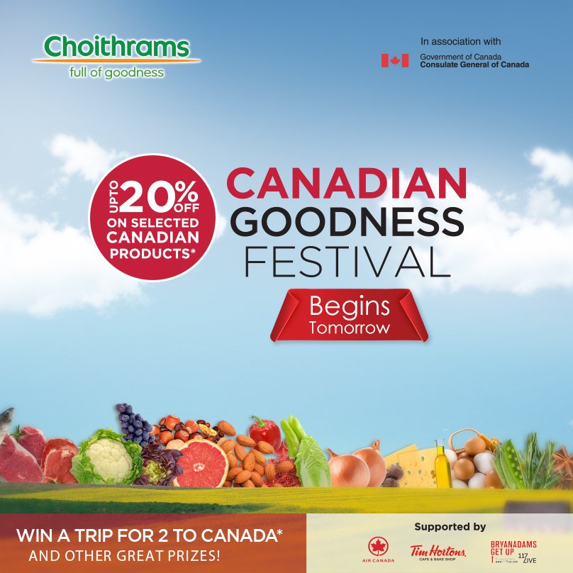 choithramsuae's tweet photo. Join us at Chothrams, Green Community tomorrow for the launch of the Canadian Goodness Festival! https://t.co/WKSmZNQqAP