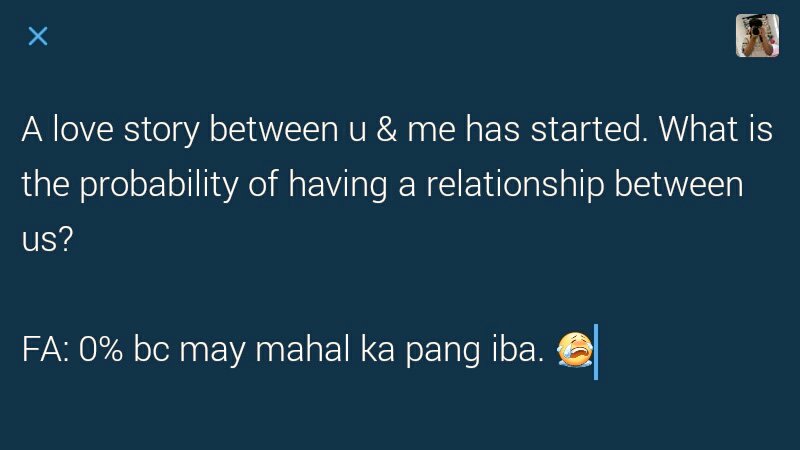 polillojj's tweet image. Dahil may natututunan ako sa Math ngayon, gumawa ako ng sample problem and....

👇🙊👇

#HugotProbability
