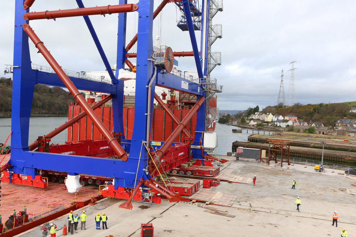PortofCork's tweet photo. Some operational pics taken by our pilot Aidan Fleming of the first crane being discharged today https://t.co/G2ar1lfSKa