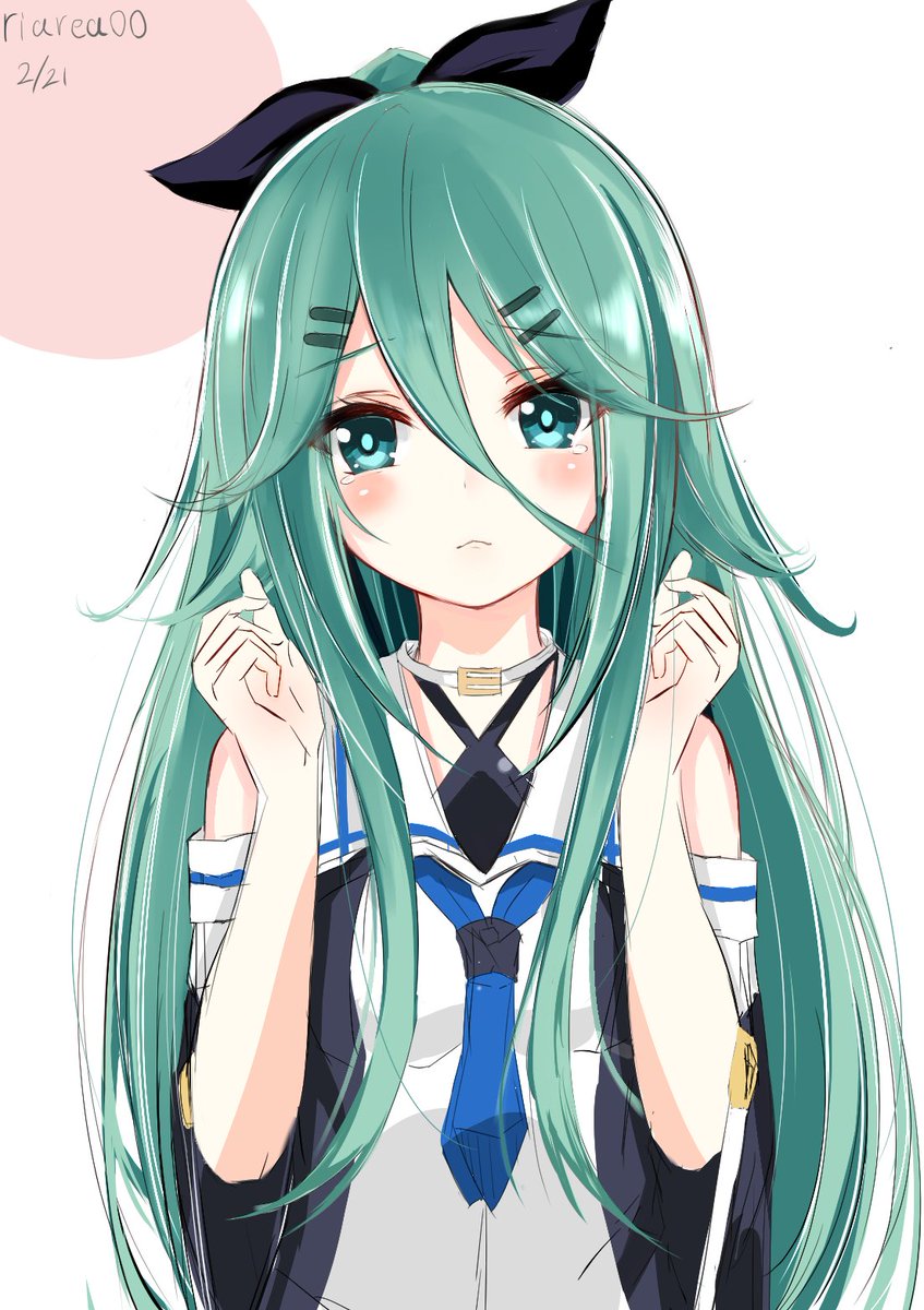 yamakaze (kancolle) 1girl solo long hair hair between eyes hairclip hair ornament school uniform  illustration images