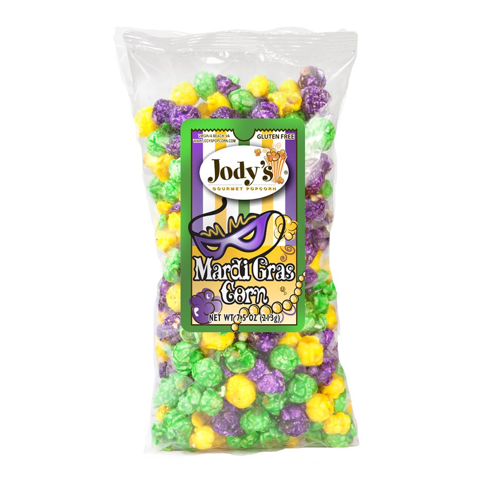 JodysPopcorn's tweet photo. Celebrate Mardi Gras this year with Jody's Popcorn! We have caramel and colorful popcorn to fit into any party or celebration! Enjoy! https://t.co/6ehIy4k61Y