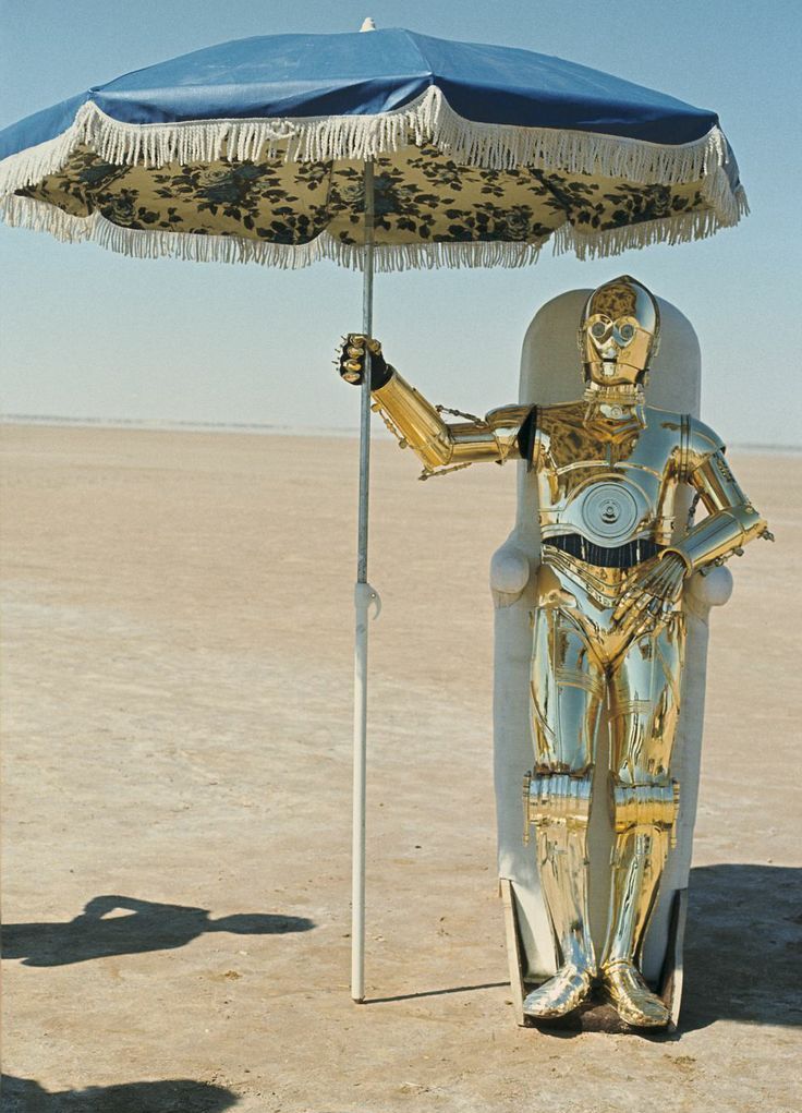 Happy birthday to Anthony Daniels. Photo from the set of Star Wars, 1976. 