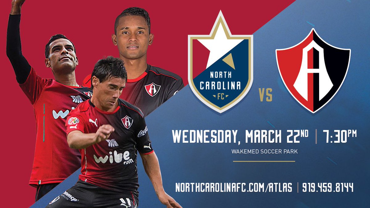 NorthCarolinaFC's tweet photo. NEWS: @NorthCarolinaFC to host first-division Mexican club @atlasfc in preseason international match on 3/22

Read: https://t.co/N6932ES8P9 https://t.co/zK6h3B7e0F