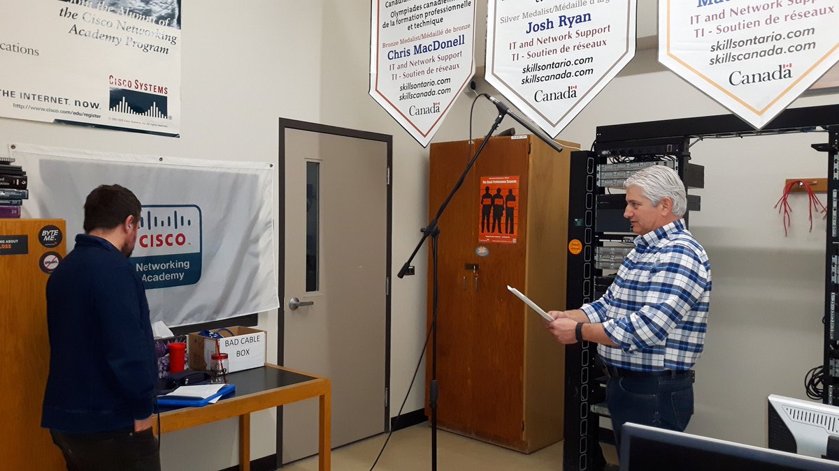 Global_Cambrian's tweet photo. Great start to our next #programvideo with narration by @bobvachon1. #computersystemstechnology #networktechnician. https://t.co/ebBljUEeri