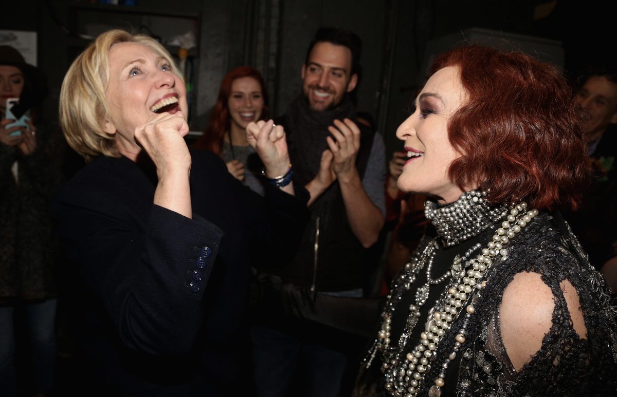 girlsreallyrule's tweet photo. When @HillaryClinton goes to Broadway, she is treated like a fallen hero. (The Boss looks BOMB, too.) #StillWithHer https://t.co/AbuWjogAE1 https://t.co/Ci54ttwkxx