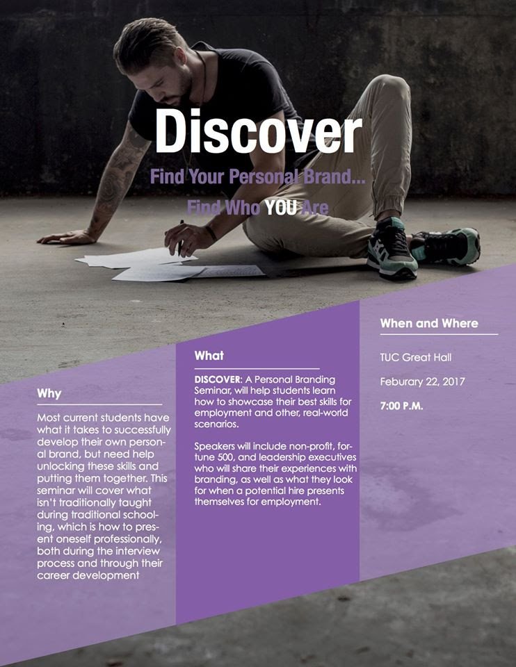 Join the men of <a href="/UCDelts/">UC Delta Tau Delta 🐾</a> for 'Discover: A Self Branding Seminar' in TUC Great Hall tomorrow, Wednesday, 2/22, at 7:00pm!