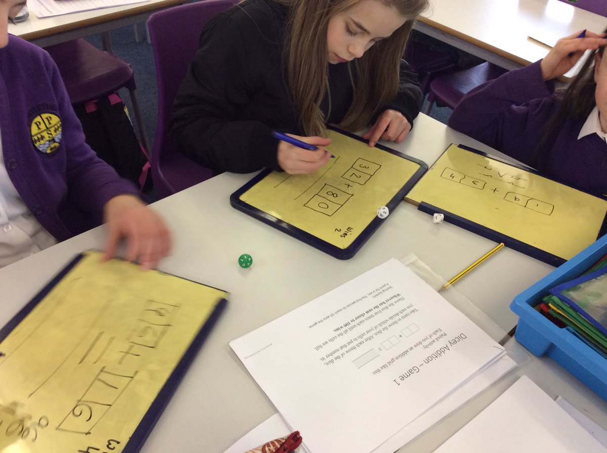 Portyschool's tweet photo. P6/7C practising their mental maths addition strategies by playing a dicey addition game. #mathsontrack #Nrichmath #mentalagility https://t.co/JMHPJ7ATQT