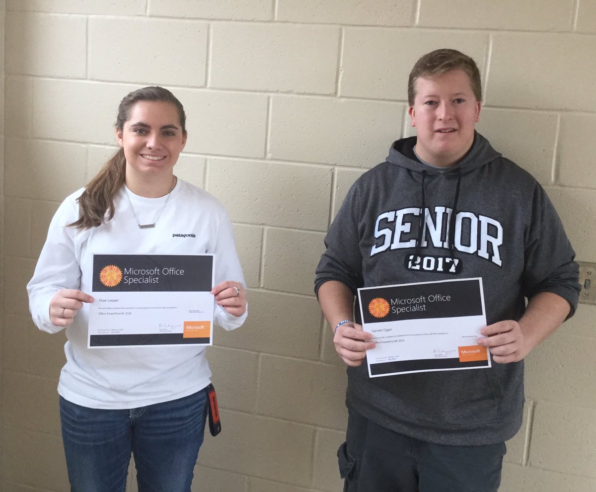 BizTechMHS's tweet photo. Microsoft Office 2016 Certification! Two more students 😀Very proud of my Advance Computer Applications class. #PTBM https://t.co/GDEZVqawLF