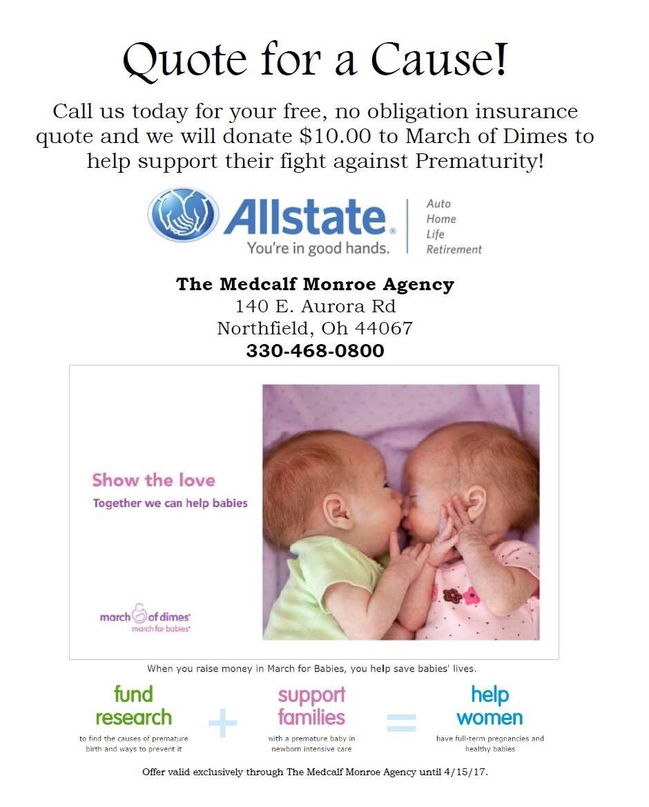 marchofdimescak's tweet photo. Call 4 a free/no obligation insurance quote frm Allstate, they'll donate $10/call 2 help babies Call 330-468-0800 4 ur quote!Thx 4 helping 👶 https://t.co/PLYDdj998r