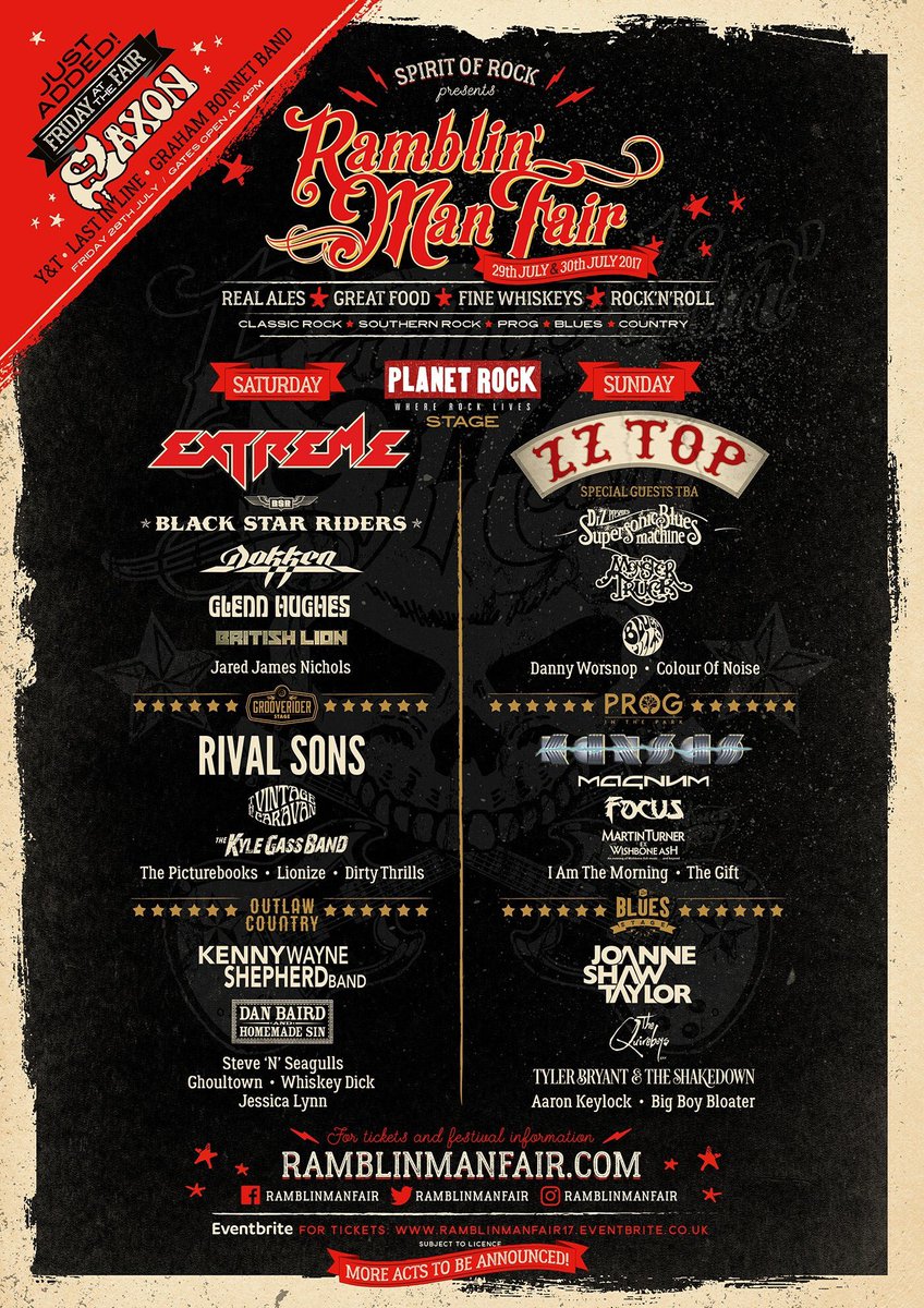 It's July!@RamblinManFair is gonna be great!Line up looks great and we are pleased to be opening mainstage on the Sunday.Get tickets now!