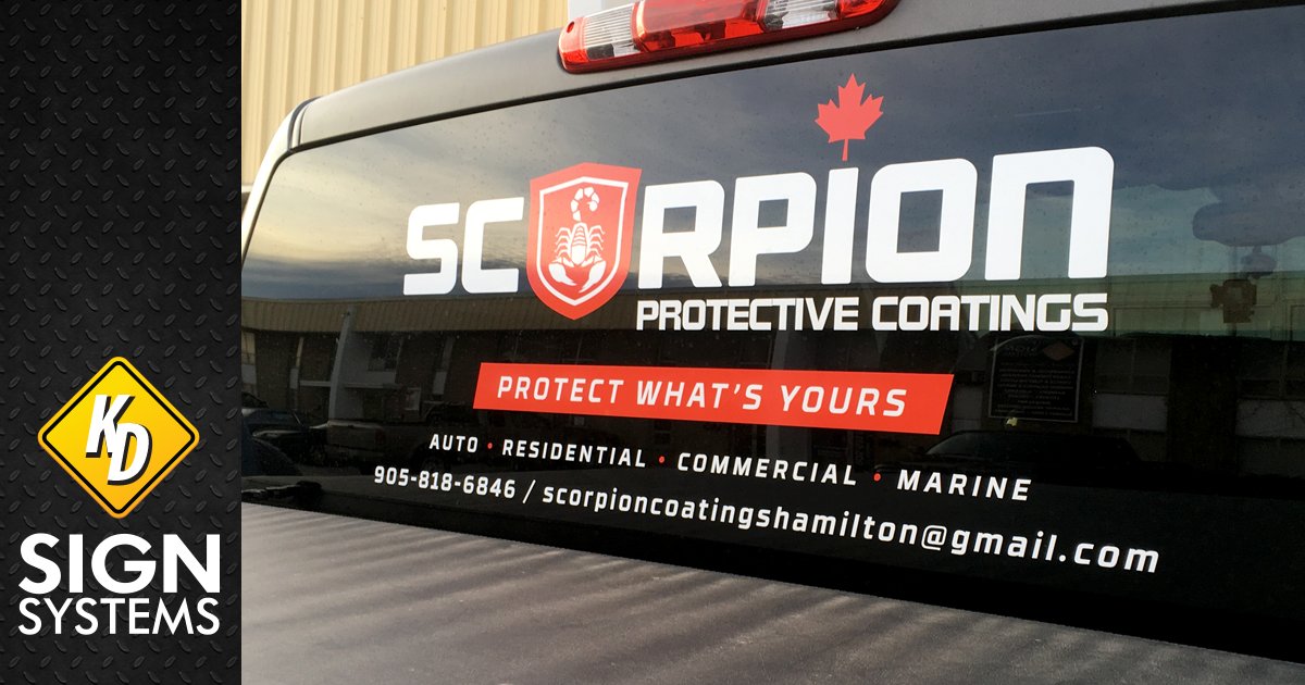 KdSigns's tweet image. Great looking rear window decal for Scorpion Coatings Hamilton @hamOnt #decals #protectivecoatings @ScorpionProtect