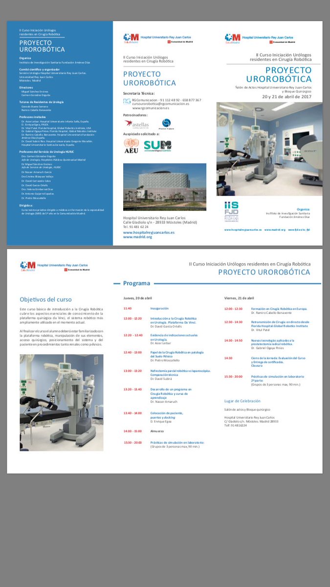 MiguelSEncinas's tweet photo. II Curso #Urobotica para residentes @ResidentesAEU en @HUReyJuanCarlos  @PalexMedical https://t.co/T1VyAY3uiw