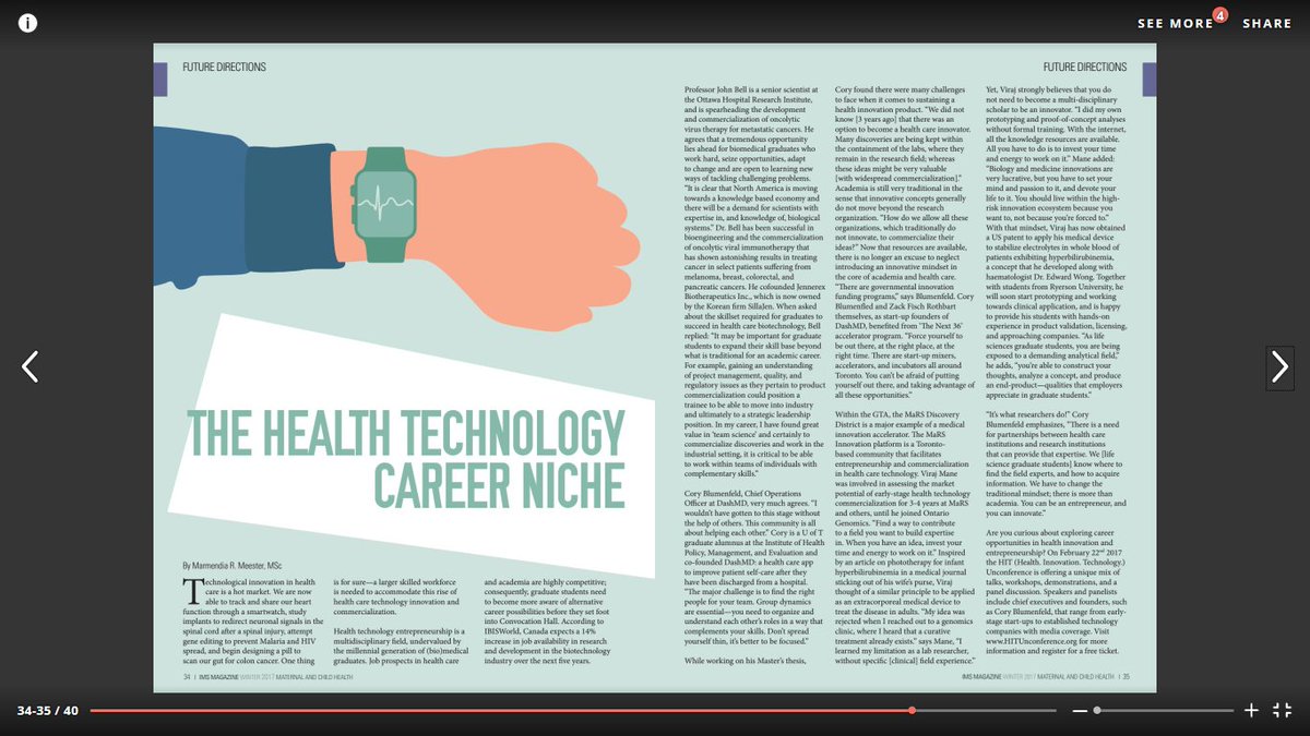 HitUnconference's tweet photo. .@IMSMagazine #winter2017 edition is up https://t.co/vEzbPr1IfQ ft. #HITu2017 founder @MarmendiaRM article on the #HealthTech #career niche https://t.co/Pt5urnasSt