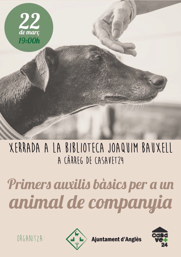 CasaVet24's tweet photo. #bibliotecajoaquimbauxell #veterinariadomicili #primers auxilis #22demarç https://t.co/mjpB1Ll9l0