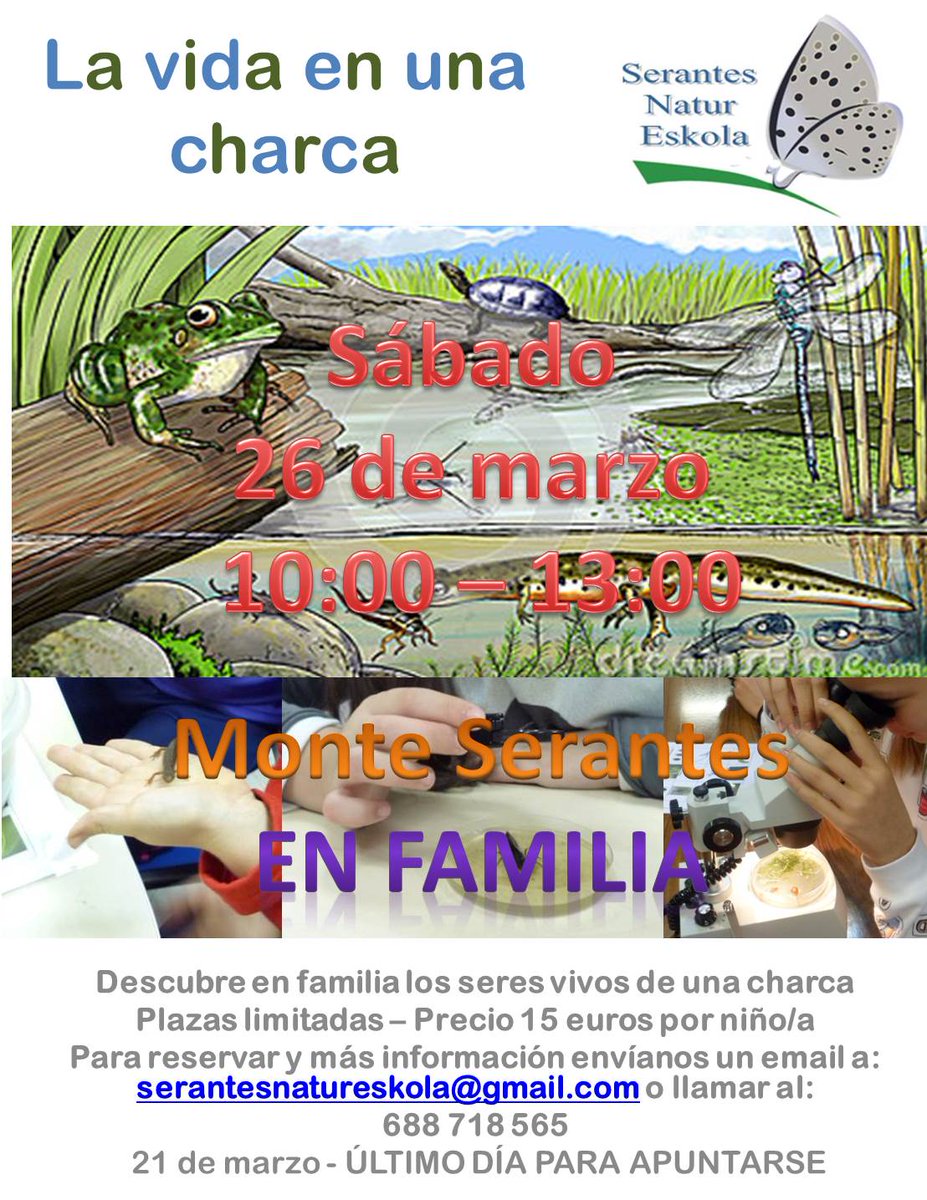 Serantesforever's tweet photo. NECESITAMOS 30 NIÑOS/AS. El domingo 26 de marzo organizamos un evento dirigido a las familias sobre la vida en las charcas. https://t.co/oI7sZfhQID