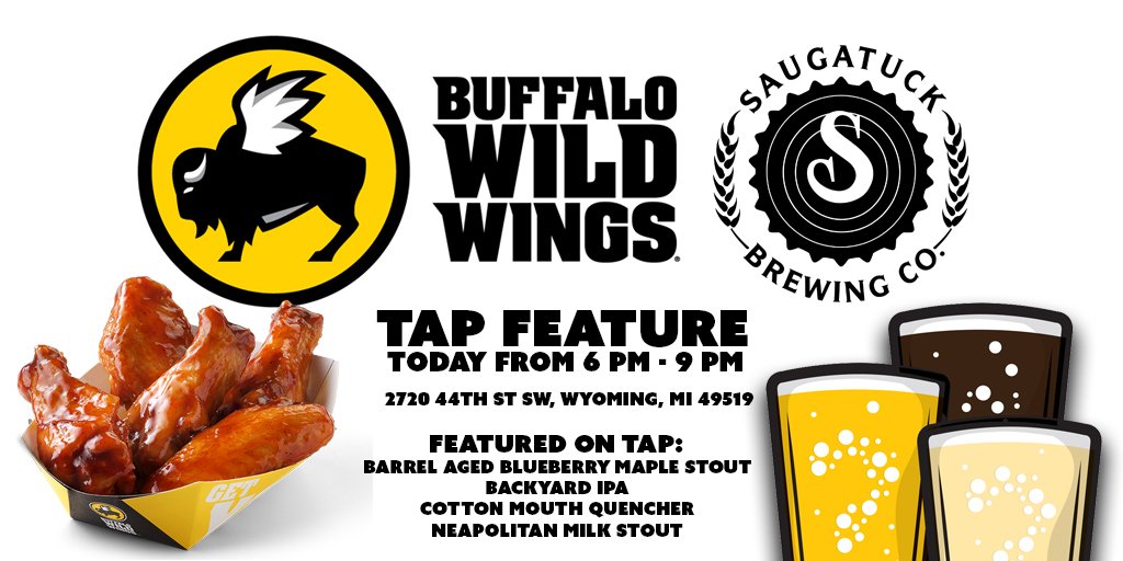 saugatuckbrew's tweet photo. Join us tonight for 🍺 &amp; 🍗's at @BWWings (44th St) as #GRBeerWeek continues! [6 pm - 9 pm] #TapFeature #SBrewing #MIbeer #BeerAndWings https://t.co/u2msmW8jVc