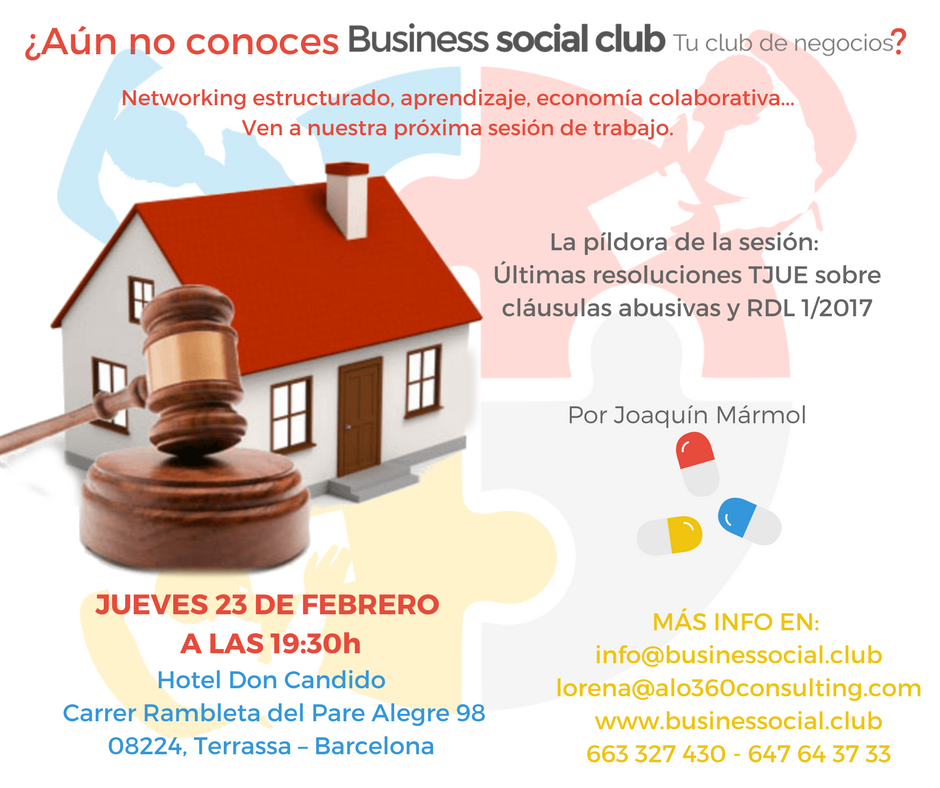 BusinessSocialC's tweet photo. ¿Sabéis que el jueves también hay sesión en Terrassa? 
hablaremos de un tema muy solicitado, la cláusula suelo!
#EmprenderMOLA #NetBusiness https://t.co/RJi4CryXDA