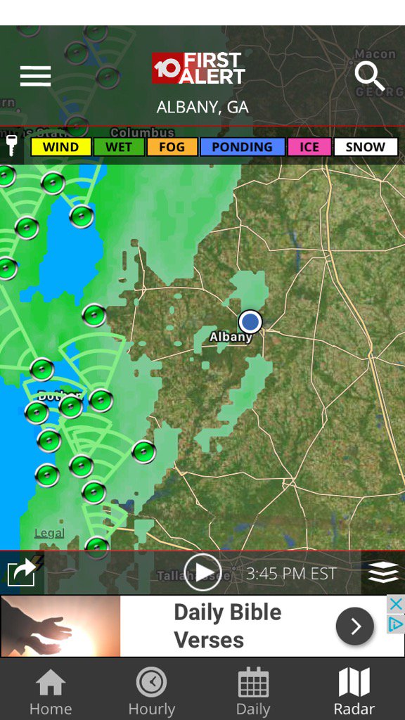 YolandaWALBWx's tweet image. #rainshield slowing pushing into #swga. #track #walbweatherapp