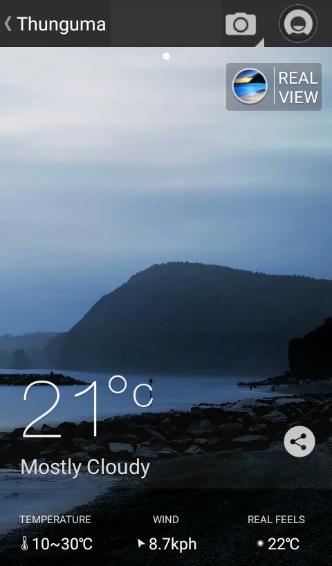 SpartaDee's tweet photo. It is 21℃ and Mostly Cloudy in #Thunguma! via @MojiWeather https://t.co/XQR7y8VYuw