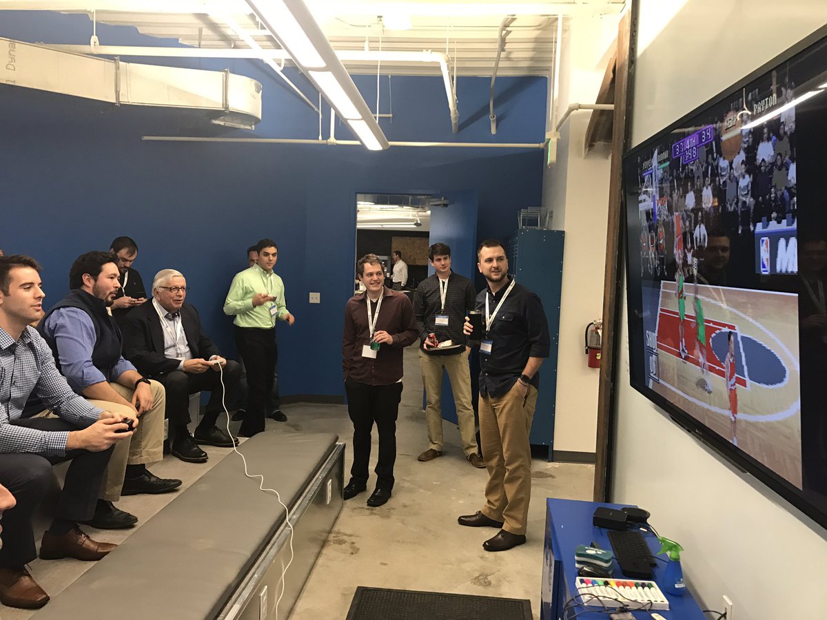 johnStewart_FB's tweet photo. David Stern playing @NBA hangtime circa 1996 @MapAnything company kickoff. Thank you David for joining us this morning https://t.co/RnxmtdN20X
