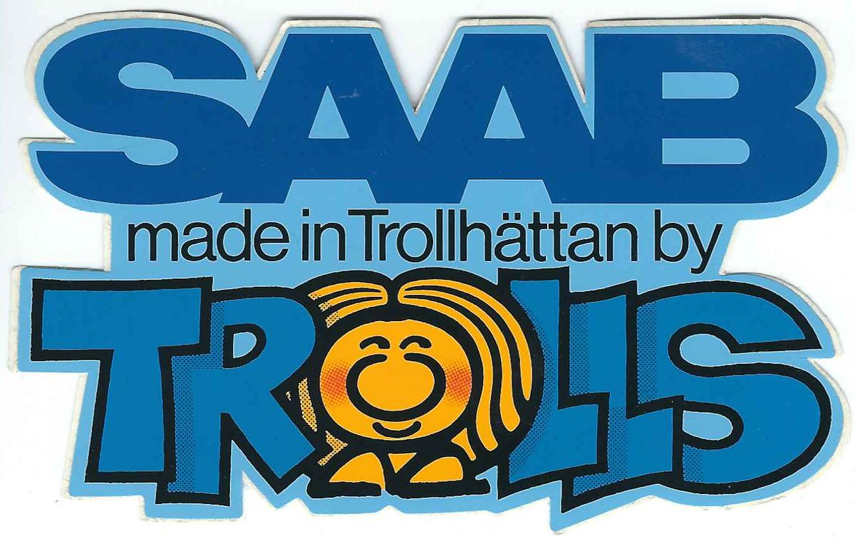 SaabPlanet's tweet photo. “Saab – Made in Trollhättan by Trolls” Stickers https://t.co/yrLUop6Gx8 #Saab #Trollhatten #Sweden #Trolls #Stickers https://t.co/GdD7ylsPzR