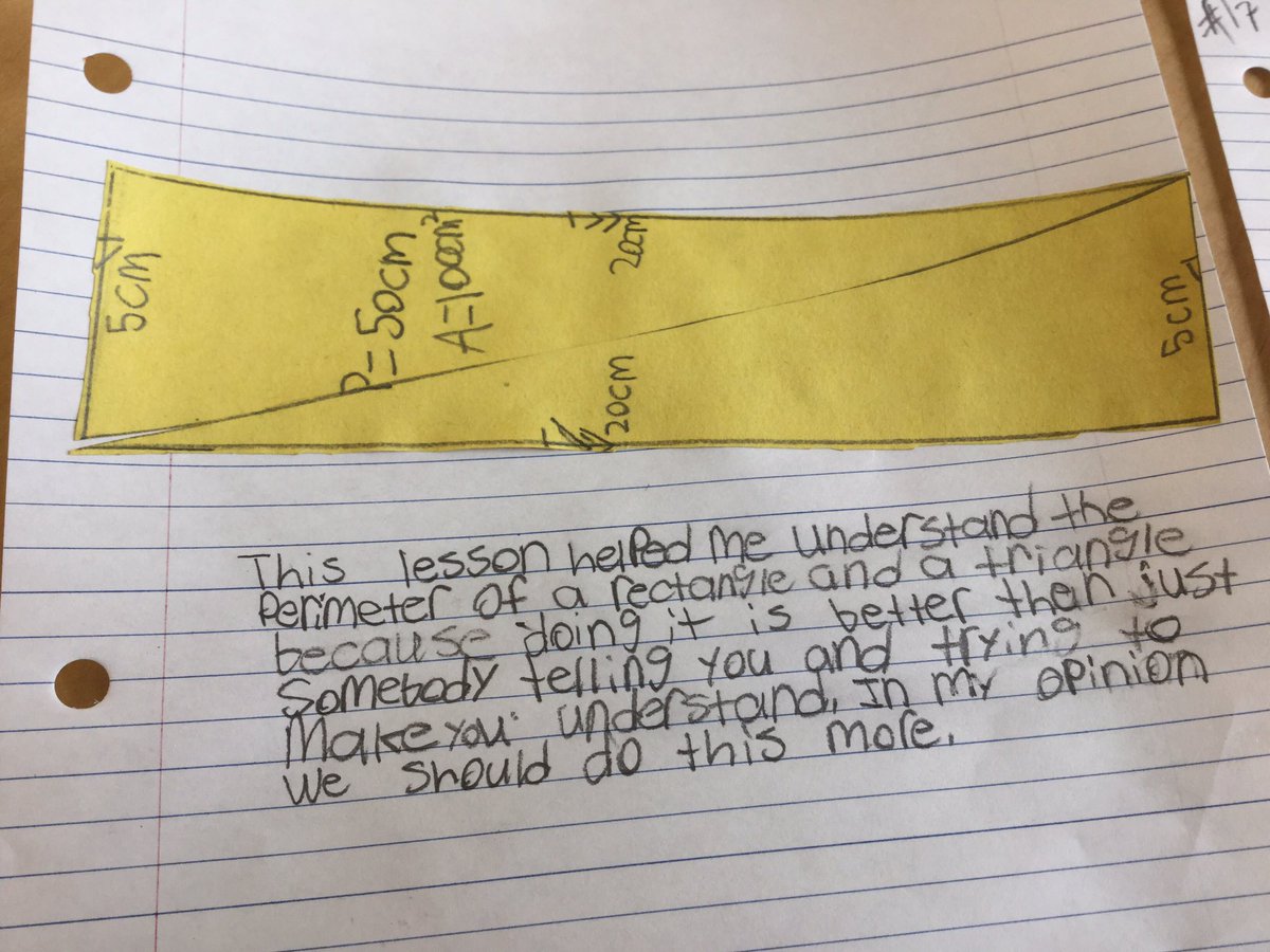 IAmMzNisha's tweet photo. Exploring #areaoftriangles based on our understanding of #areaofrectangles @KingCityPS @YRDSBmath #studentvoice #reflectionisimportant https://t.co/cldOk97q4g