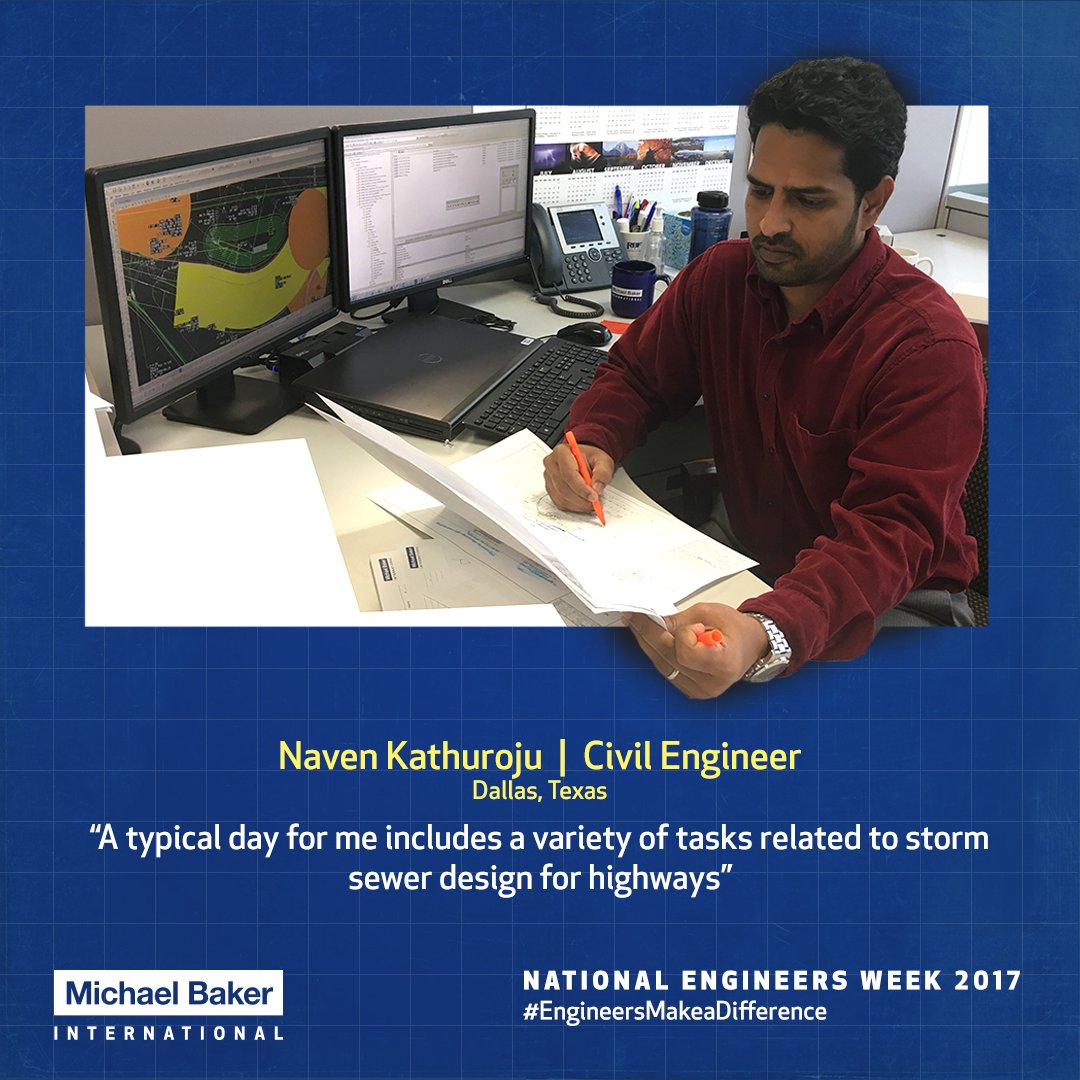 MBakerIntl's tweet photo. Meet Naven, a @mbakerintl civil engineer. He works on storm sewer design & hydraulic models #NationalEngineersWeek #EngineersMakeaDifference https://t.co/D8mgxaY1aP