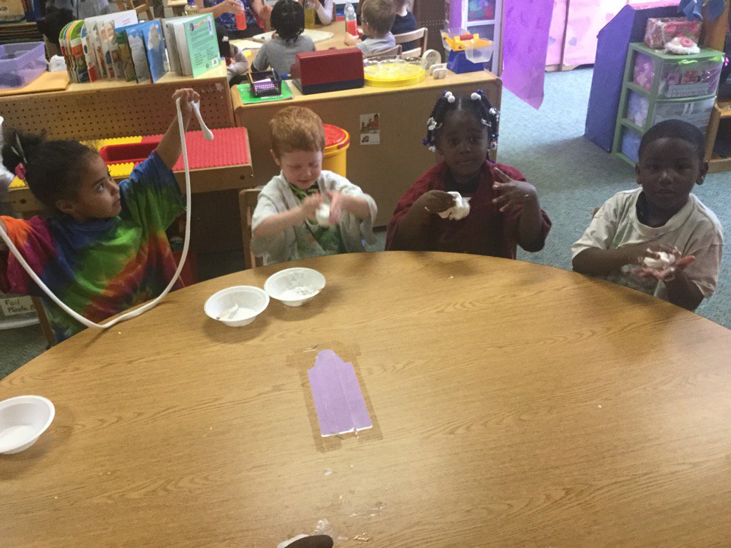 Railey_PK's tweet photo. The students mixed glue, shaving cream and liquid starch together to make goop.
#George Washington Carver
#Sciencefun https://t.co/JoghKUVle6