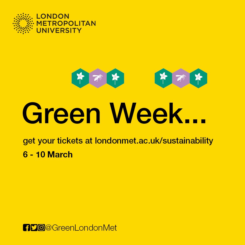 Green Week is coming soon <a href="/londonmetuni/">London Met Uni</a>. Loads of great events:  Fairtrade wine tasting, freebies, Battle of the Bins, bee visits &amp; more!