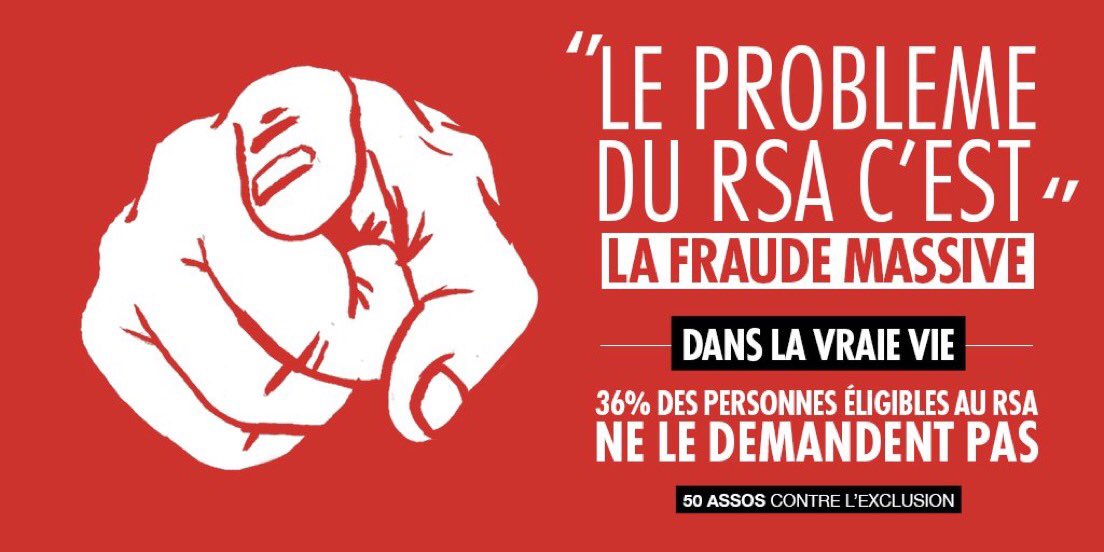 ATDQM's tweet photo. NON aux raccourcis faits par certains politiques! #DansLaVraieVie, 1 personne sur 3 ne demande pas le RSA. Agissons, partageons https://t.co/vxKt3zVCHu